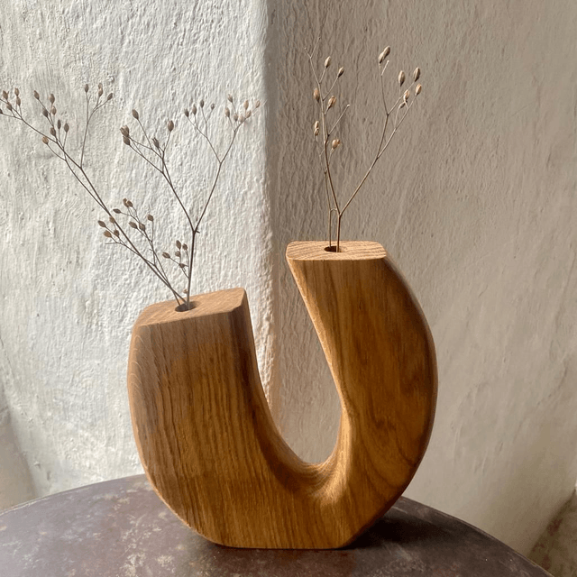 Soliflore double vases, Chêne