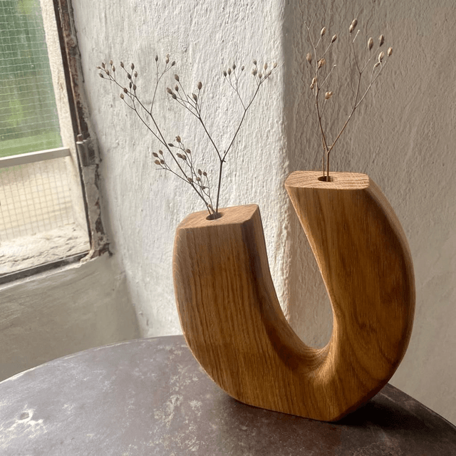 Soliflore double vases, Chêne